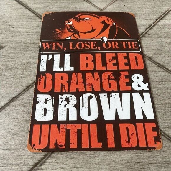 Cleveland Browns Logo Metal Tin Sign 8x12 Man Cave Decor - Picture 2 of 2